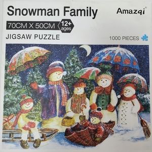 Christmas Jigsaw Puzzles 1000 Pieces for Adults - Snowman Family Jigsaw Puzzle.